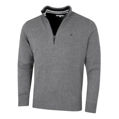 (S, Grey Marl Sport) Calvin Klein Mens Knit Cotton 1/2 Zip Golf CK Top Sweater