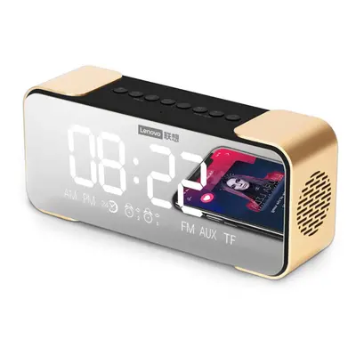 (Gold) Bluetooth Mirror Speaker Radio Alarm DIY Ringtone One-Click Snooze BT Call