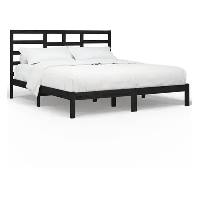 (black, x cm) vidaXL Bed Frame Bed Base Bedstead Bedroom Mattress Foundation Solid Wood