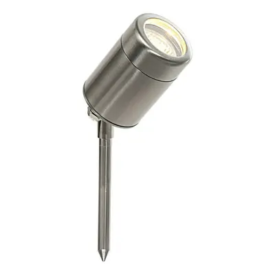 IP65 Outdoor Ground Spike Lamp Wall & Sign Light GU10 Brushed Steel & Glass