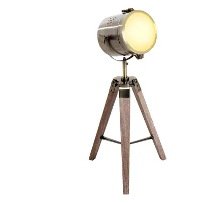 HOMCOM Vintage Tripod Table Desk Lamp Bedside Light Copper Finish Wooden Base