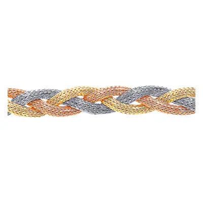 Jewelco London White, Yellow and Rose Gold-Plated Sterling Silver Platted Foxtail Spiga Bracelet