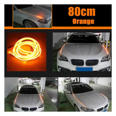 (Orange) 2PCS Hood LED Light Strip Grilles Under Spoiler Scanning LED Knight Rider