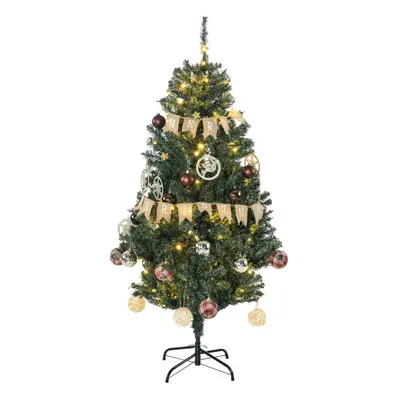 HOMCOM 5ft Artificial Christmas Tree with LED Lights, Decoration, Auto Open