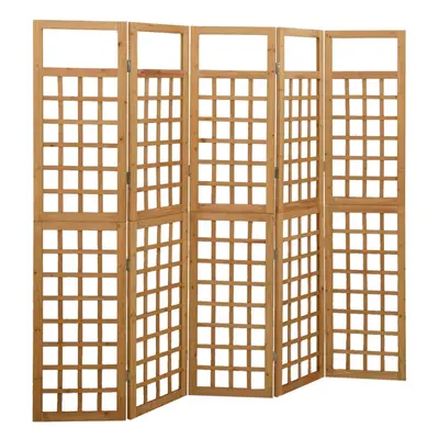 vidaXL Solid Fir Wood 5-Panel Room Divider/Trellis Garden Patio Privacy Screen