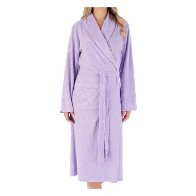 (Lilac, Medium) Slenderella Ladies Floral Shawl Collar Towelling Dressing Gown