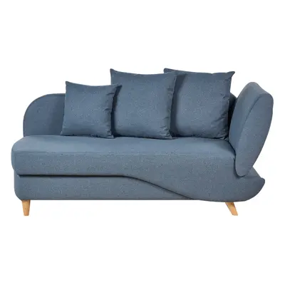 Right Hand Fabric Chaise Lounge with Storage Blue MERI II