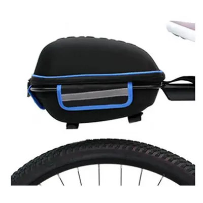 (Black+Blue) Bicycle Drop-proof Large Capacity Rack Bag Free Waterproof Cover