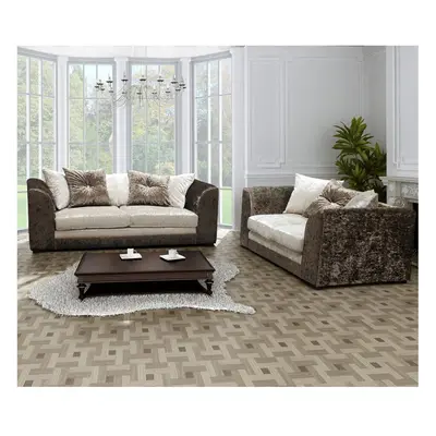 (Brown-mink, + seater) Leo Crushed Velvet & Seater Sofa Set