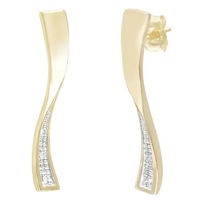 Jewelco London 9ct Yellow Gold Round 2pts Diamond Twist Drop Earrings - PE0AXL3448Y