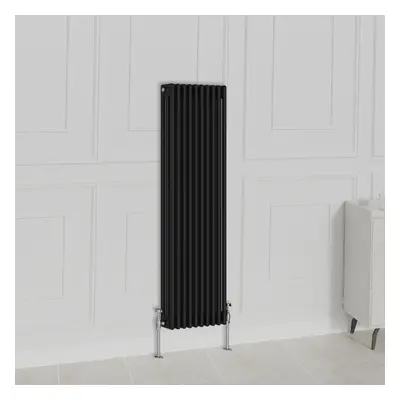 (1500x470mm-3 Column, Black) NRG Traditional Radiator Horizontal Vertical Cast Iron Style Double