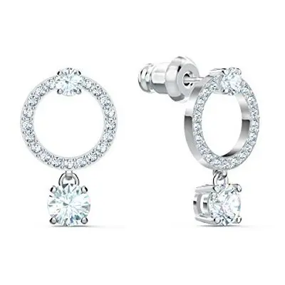 Swarovski Attract Hoop Earrings, Circle, White, Rhodium Plated