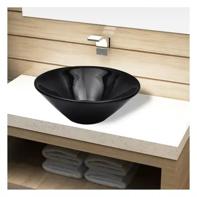 Ceramic Bathroom Sink Basin Black Round