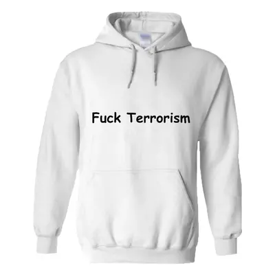 (4XL) Rude Funny Offensive Fuck Terrorism Terrorist White Hoodie Mens Hooded Sweater