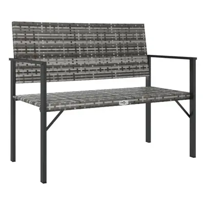 (grey) vidaXL 2-Seater Garden Bench Outdoor Bench Seat Patio Dining Bench Poly Rattan