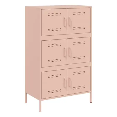 (pink) vidaXL Highboard Sideboard Side Cabinet Home Storage Cupboard White Steel