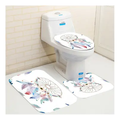 (Type C) 4Pcs Bath Beach Shells Shower Curtain Dream Catcher Toilet Mat Seat Cover Rug