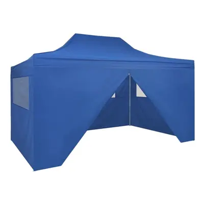 vidaXL Foldable Tent Pop-Up with Side Walls 3x4.5m Blue Garden Gazebo Canopy