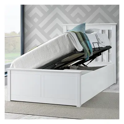 Frankie White Wooden Ottoman Storage Bed