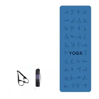 (Blue) EVA Yoga Pose Non Slip Carpet Mat With Position Line For Beginner Environmental Fitness G