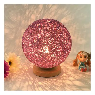 (Pink) 60W E27 Dimmable Sepak Takraw Wood Desk Light Night Lamp AC110--220V