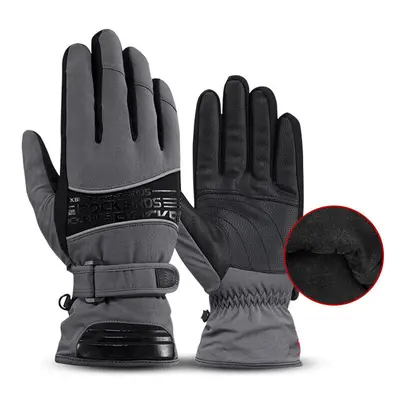 (Black Gray, L) Degree Thermal Ski Gloves Waterproof Snowmobile Snowboard Glove Snow Men Female 