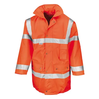 (S, Orange) SAFE-GUARD by Result Mens Motorway Hi-Vis Coat