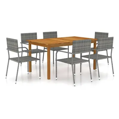 vidaXL Garden Dining Set Piece Grey Patio Outdoor Dinner Table and Chairs