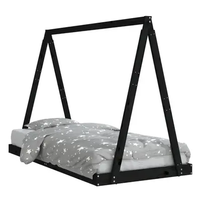 (black, x cm) vidaXL Kids Bed Frame Bedstead Wooden Bed Base Black 80x200 cm Solid Wood Pine