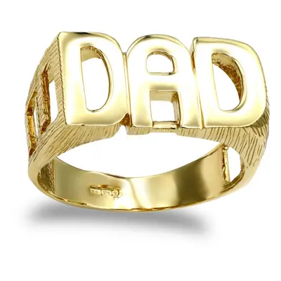 (V) Jewelco London Men's Solid 9ct Yellow Gold Curb Link Sides DAD Ring - JRN129