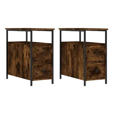 (smoked oak, pcs) vidaXL Bedside Cabinets Bedside Table Side Table pcs Black Engineered Wood