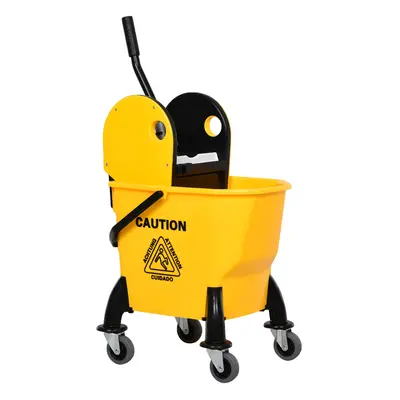 HOMCOM Mop Bucket on Wheels w/ Carry Handle, Mop Holder for Household Yellow