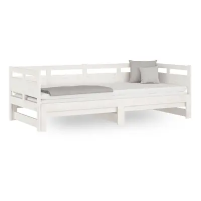 (white, x cm) vidaXL Solid Wood Pine Pull-out Day Bed Wooden Sofa Bed Multi Colours/Sizes