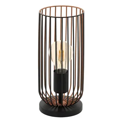 Small Table Lamp Desk Light Black & Copper Cage Shade x 60W E27 Bulb