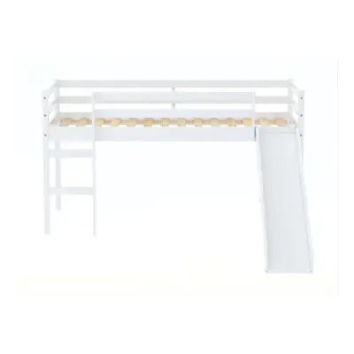 Kids Slide Bed Frame White Wood Mid Sleeper 3FT Single 90cm Birlea Frankie Pine