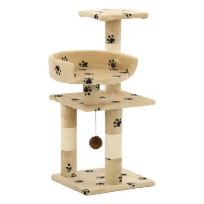 vidaXL Cat Tree with Sisal Scratching Posts 65cm Paw Prints Beige Play Tower