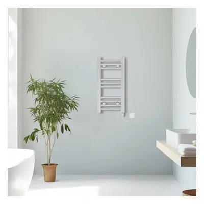 (Chrome, 600x300mm) Prefilled Electric Straight Heated Towel Rail Radiator Ladder Warmer