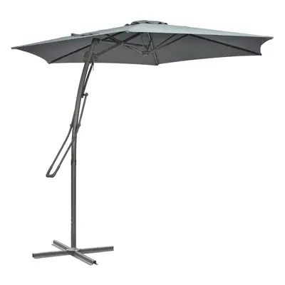 Outsunny 3m Cantilever Parasol with Easy Lever Crank Handle Metal Ribs Grey