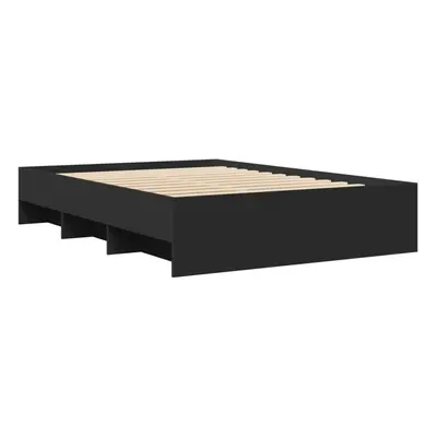 vidaXL Bed Frame Bed Base Mattress Foundation Black 135x190 cm Engineered Wood