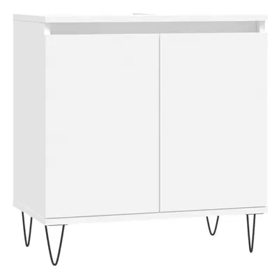 vidaXL Bathroom Cabinet Vanity Unit Highboard Cupboard White Engineered Wood