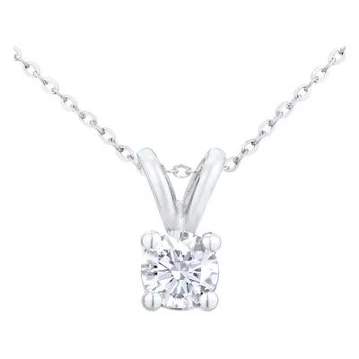 Jewelco London 9ct White Gold Round 1/3ct Diamond Solitaire Pendant Necklace inch 46cm - PP0AXL2