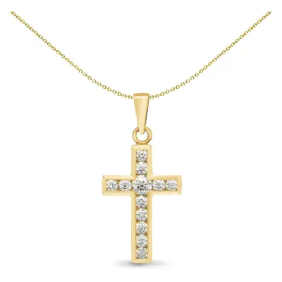 Jewelco London Ladies Solid 18ct Yellow Gold Channel Set Round G SI1 0.44ct Diamond Flat Cross P