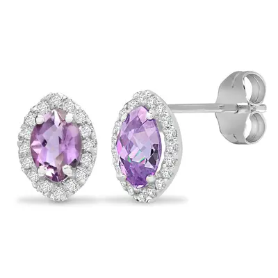 Jewelco London 18ct White Gold G SI 0.15ct Diamond and Marquise Purple 1.1ct Amethyst Tears Of J