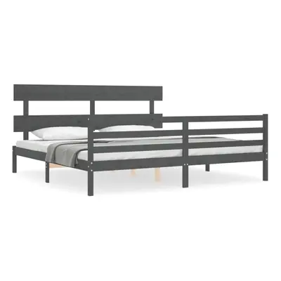 (grey, x cm) vidaXL Bed Frame Bedroom Platform Bed Frame Bedstead with Headboard Solid Wood