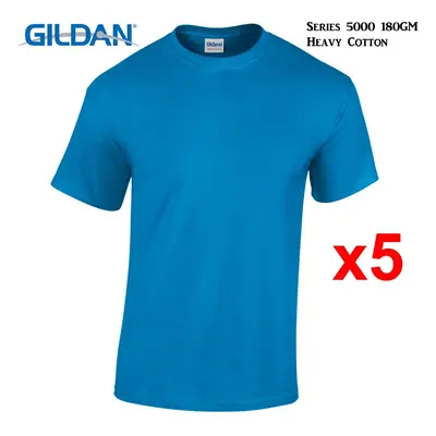 (2XL) Packs Gildan T-SHIRT Blank Plain Basic Tee Men Heavy Cotton (Sapphire)