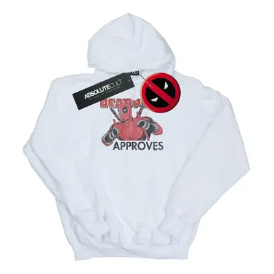 (L, White) Marvel Mens Deadpool Approves Hoodie