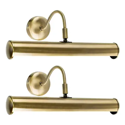 Pair of Traditional Adjustable Twin Picture Wall Light in an Antique Brass Effect Finish