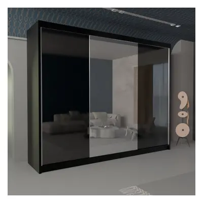 (BLACK, 250) VIKAS HIGH GLOSS SLIDING MIRROR DOOR WARDROBE