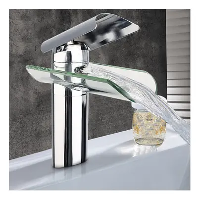 Chrome Solid Brass Glass Faucet Waterfall Bathroom Kitchen Basin Sink Mixer Tap