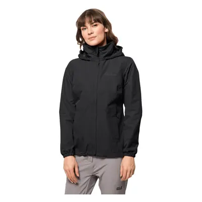 (L, Black) Jack Wolfskin Womens Stormy Point 2L Waterproof Breathable Jacket